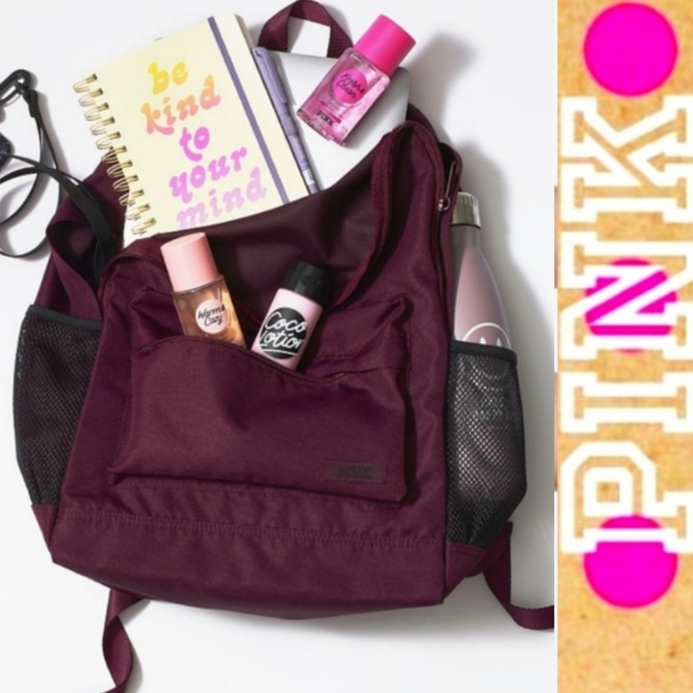 Victoria's Secret PINK Classic Campus Backpack Ravishing Ruby Collegiate NWT